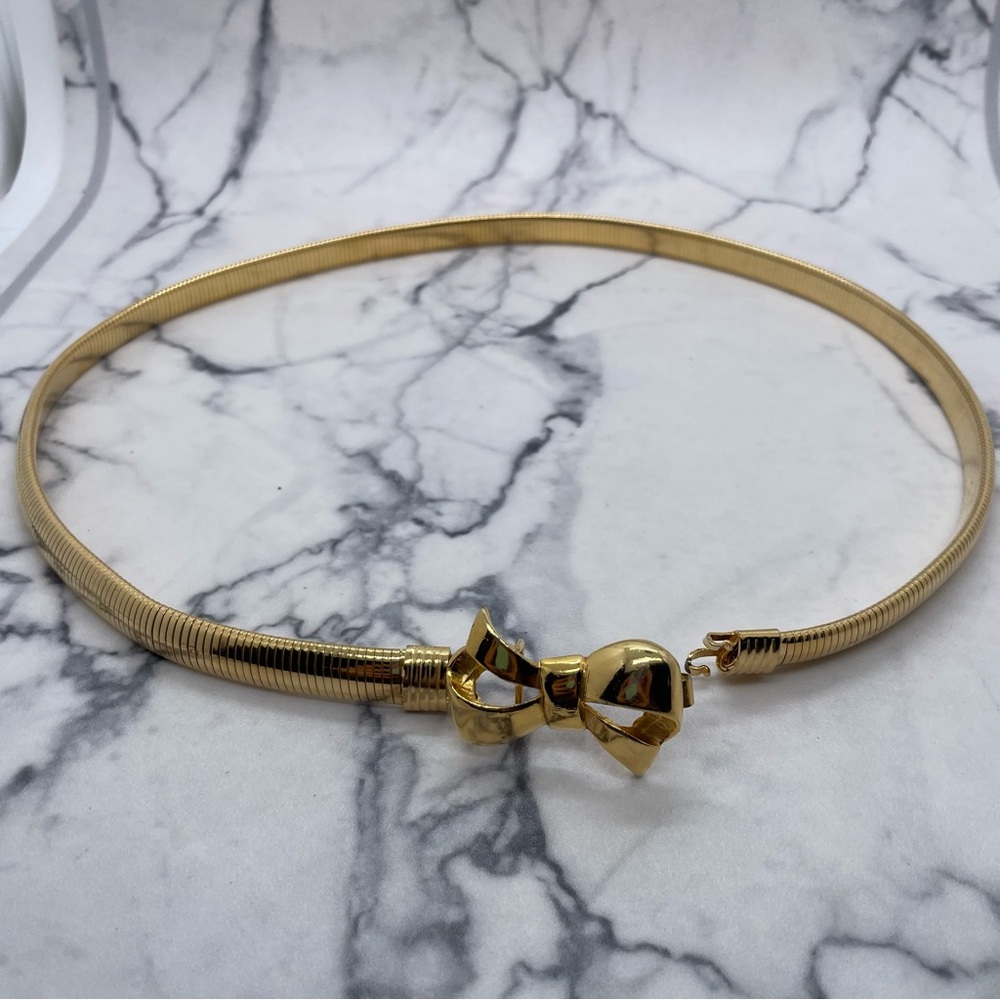 Vintage Dotty Smith Gold Tone Bow Belt *Missing Bow*